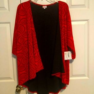 LuLaRoe "Lindsay" (special edition) wrap, Size: Medium, Red with black lining.